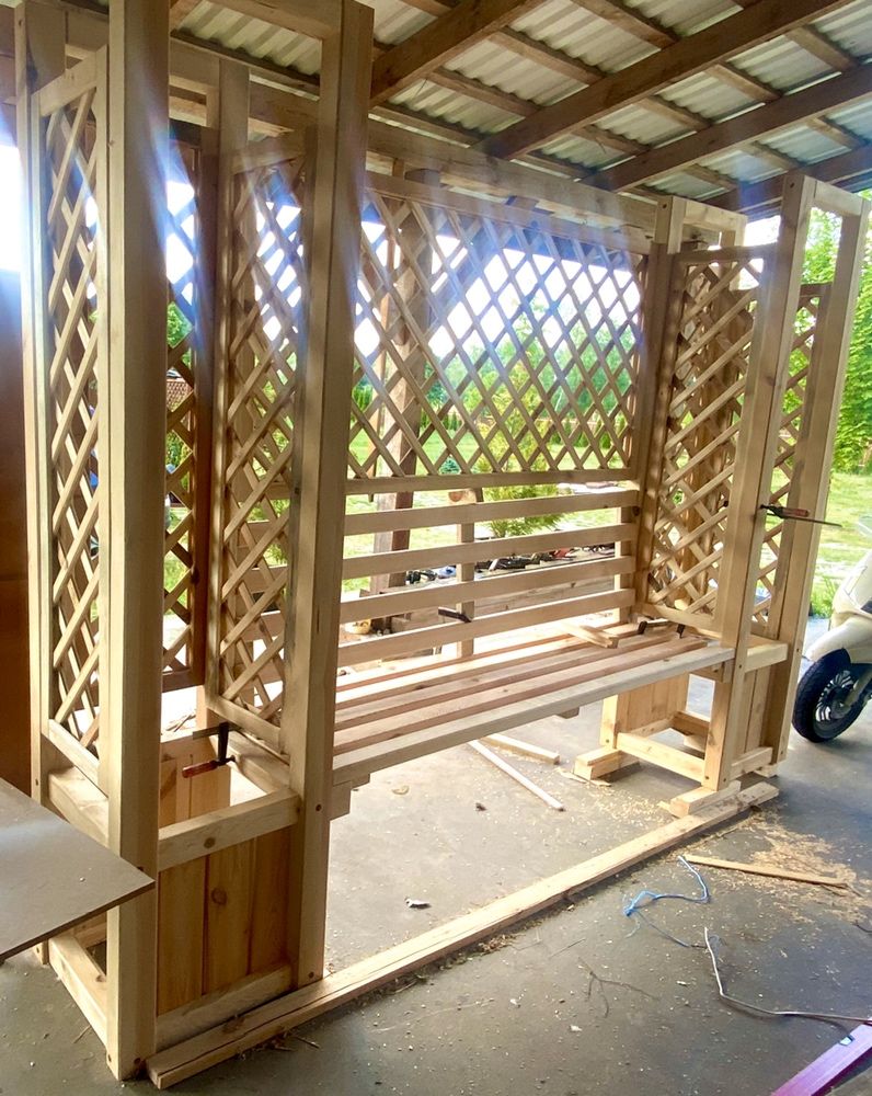 Pergola z ławka drewno sosna