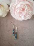 Kolczyki handmade srebro z naturalnych kamieni apatyt szafir lapis laz