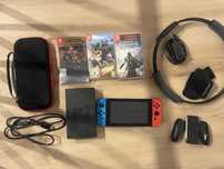 NINTENDO Switch HAC-001(-01) + Karta 128gb + Stacja Dokująca + Gry