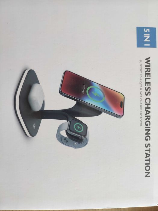 Ładowarka indukcyjna 5w1 magsafe, 15W, QC 3.0, iPhone, Appel Watch