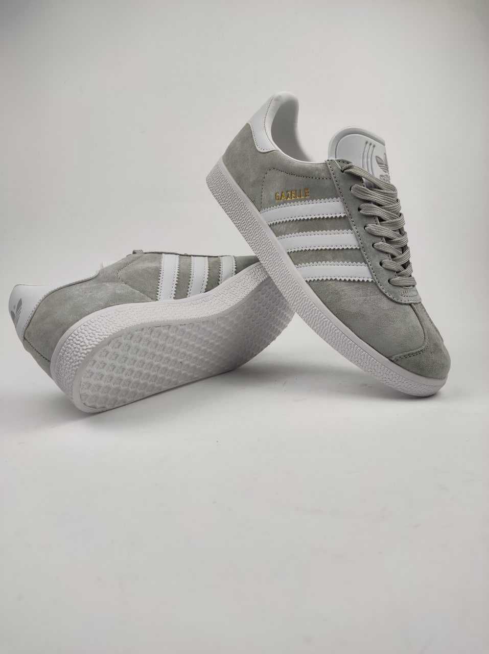 Чоловічі кросівки Adidas Gazelle сірий з білим  6352 НОВИЗНА