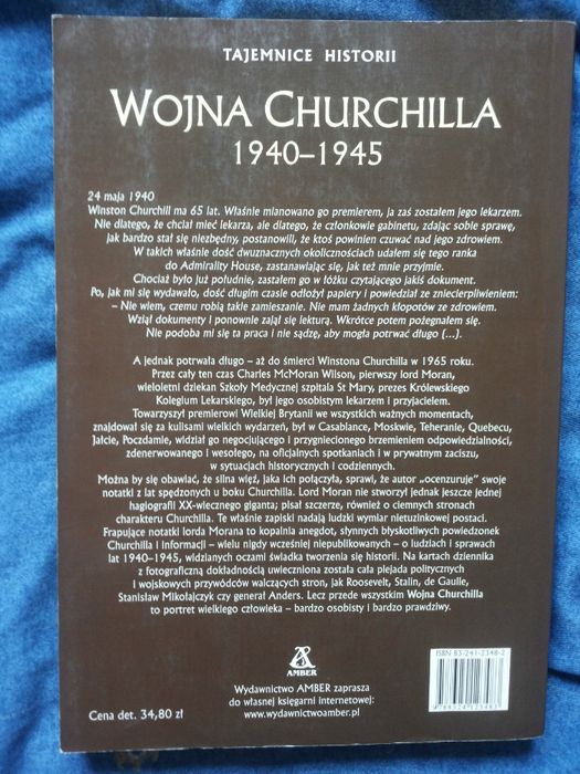 książka "Wojna Churchilla" Lord Moran