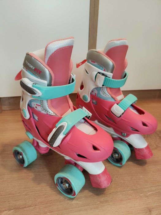 Wrotki regulowane NIJDAM Junior  różowo-białe r. 30-33