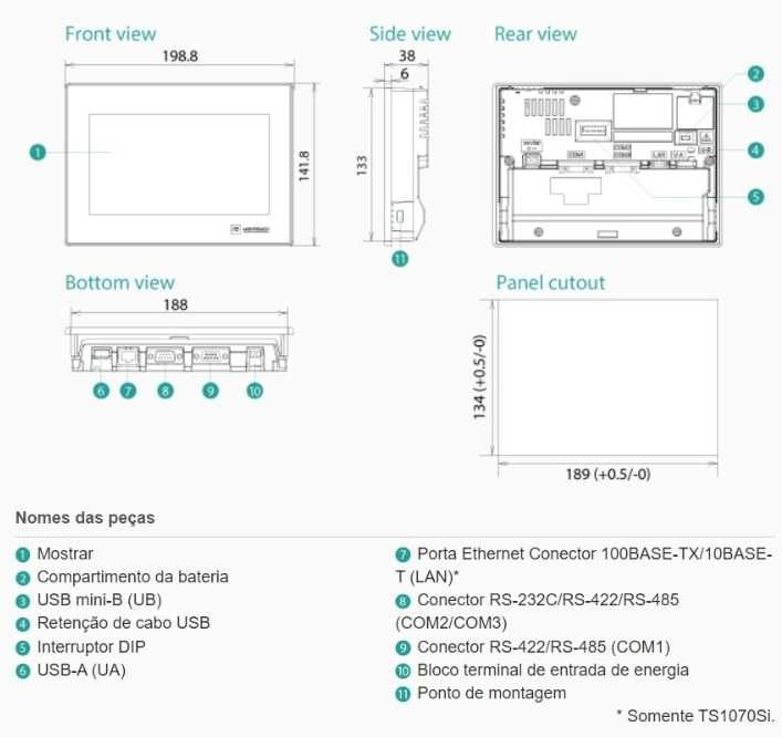 Display programável Monitouch Technoshot TS1070Si