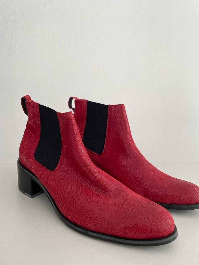 Buty sztyblety damskie czerwone .JOZEFF