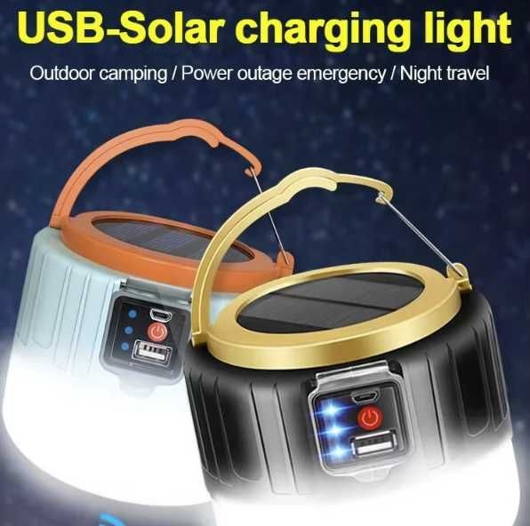 Zewnętrzne solarne oświetlenie kempingowe LED power bank 280W