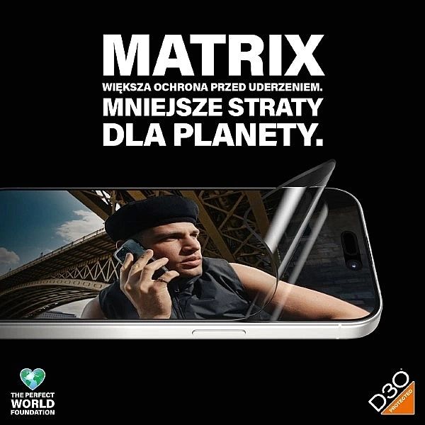 Szkło hybrydowe PanzerGlass Matrix Ultra-Wide-Fit na iPhone 15 Pro z p