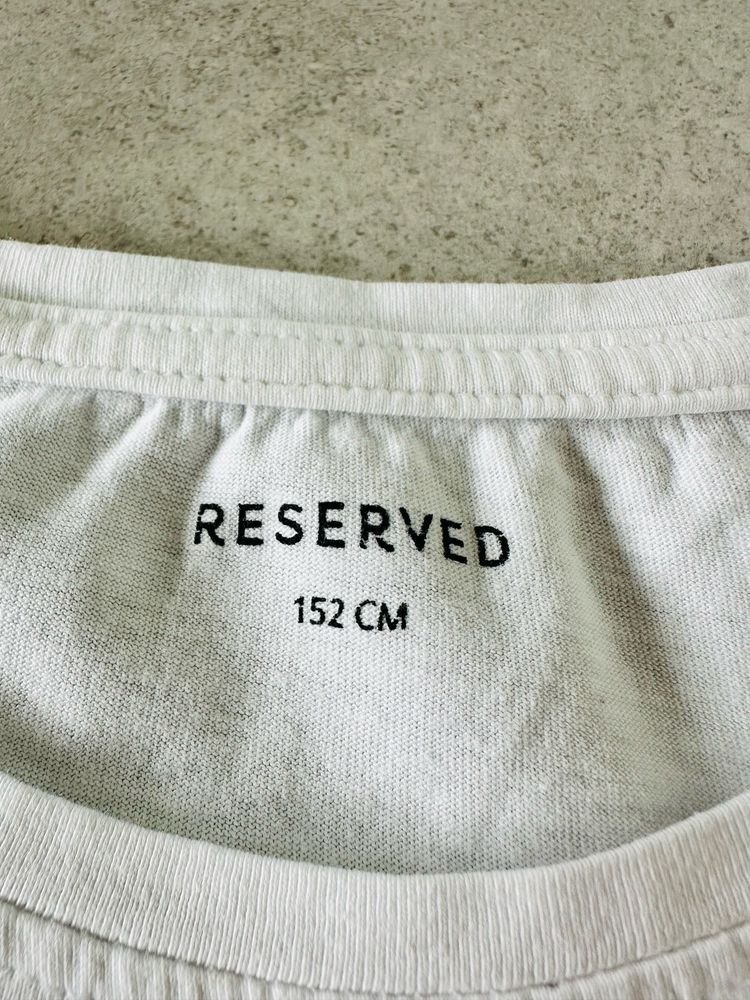 RESERVED biały T-Shirt dziewczęcy z długim rękawem koszulka 152