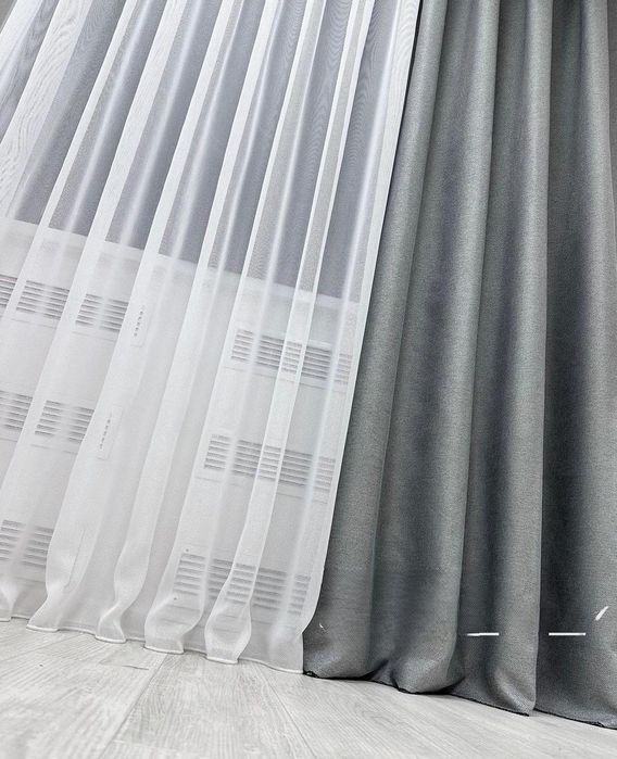 Однотонна тюль антикіготь у білому кольорі Гардина турецька однотонна