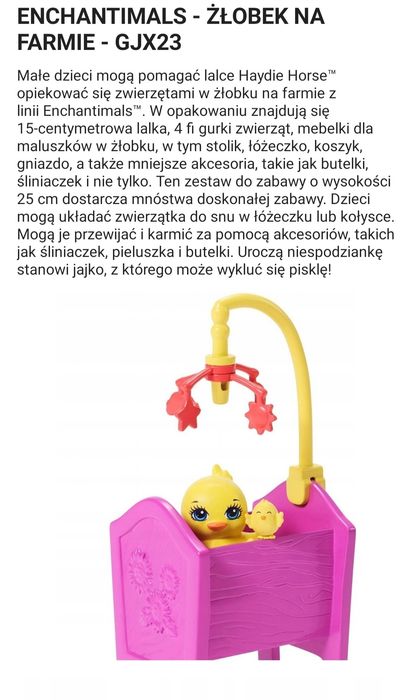 Enchantimals lalka koń żłobek na farmie