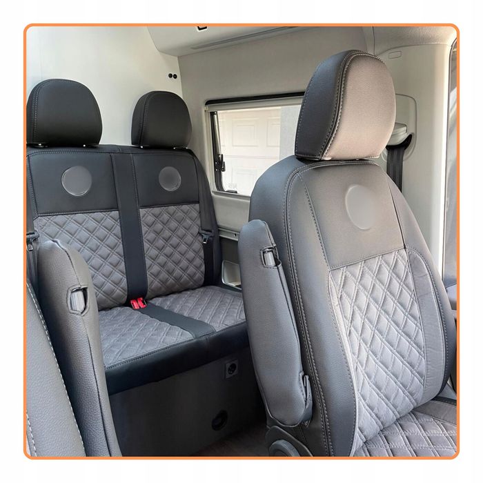 Pokrowce na fotele VW T5 i T6 - 9 os. Pikowany Welur Szyte ręcznie
