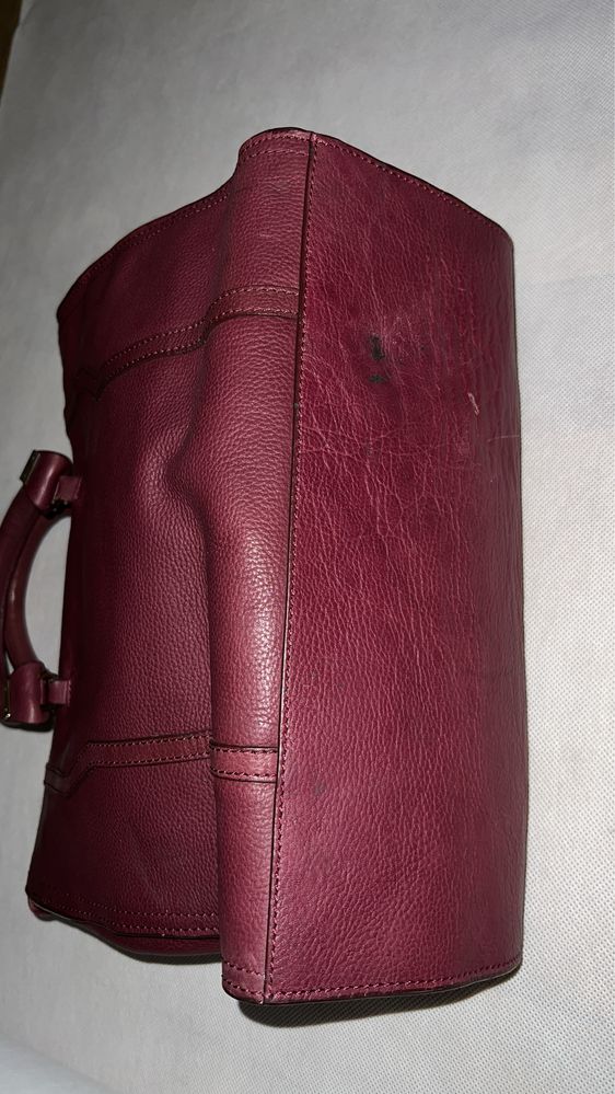 Zara torba skóra naturalna bordo burgund