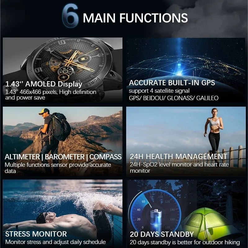 Оригінал North Edge CROSS FIT 3 AMOLED GPS компас барометр смарт часы