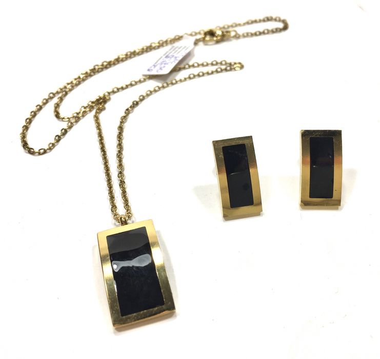 Złoty damski łańcuszek i kolczyki KARL LAGERFELD•pozłacane ogniowo 18K