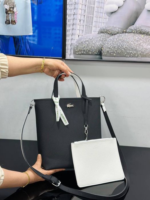 Сумка черная женская 2в1 Lacoste Лакоста Шопер