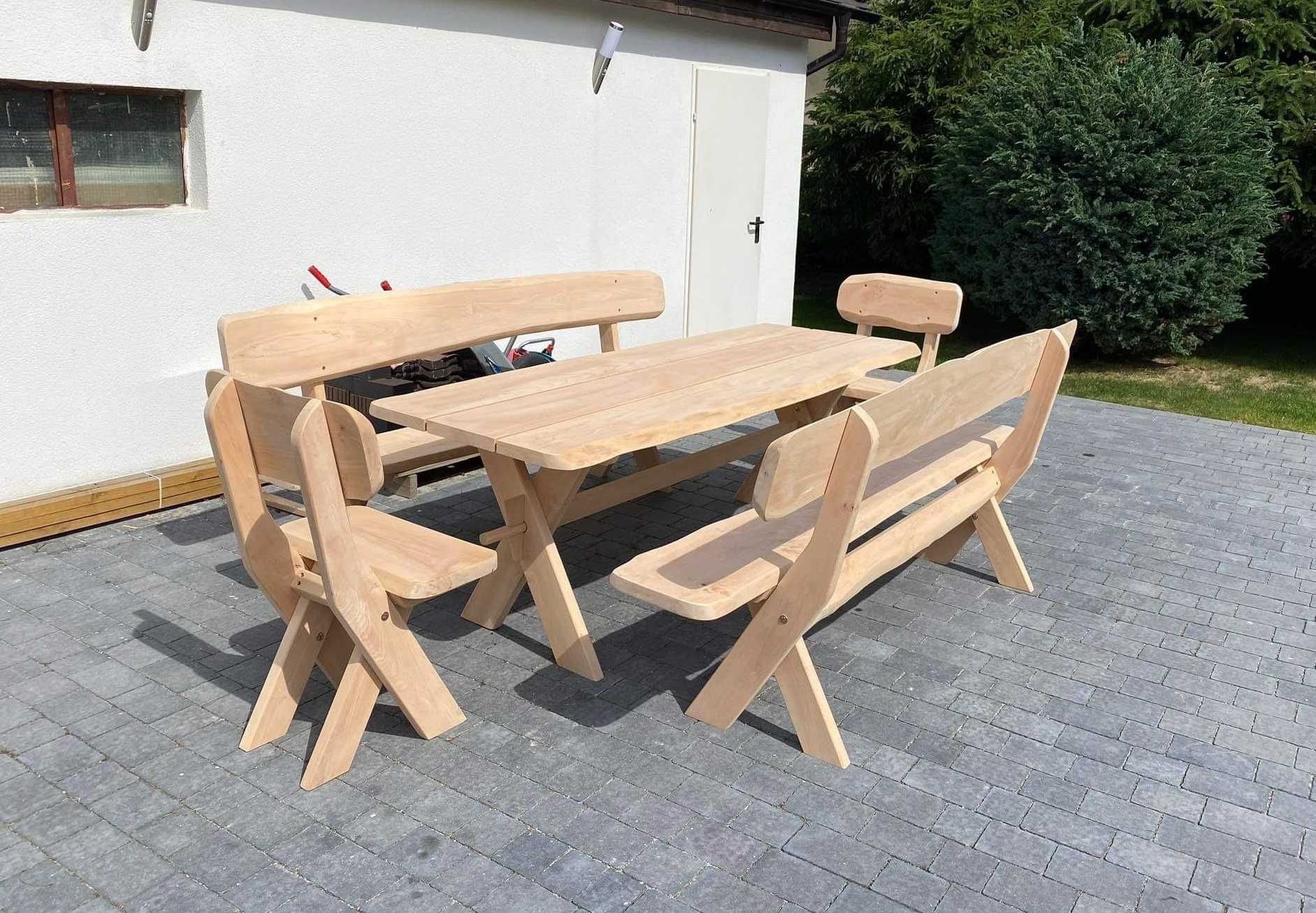 Meble ogrodowe komplet tarasowe drewniane solidne olcha zestaw OD RĘKI