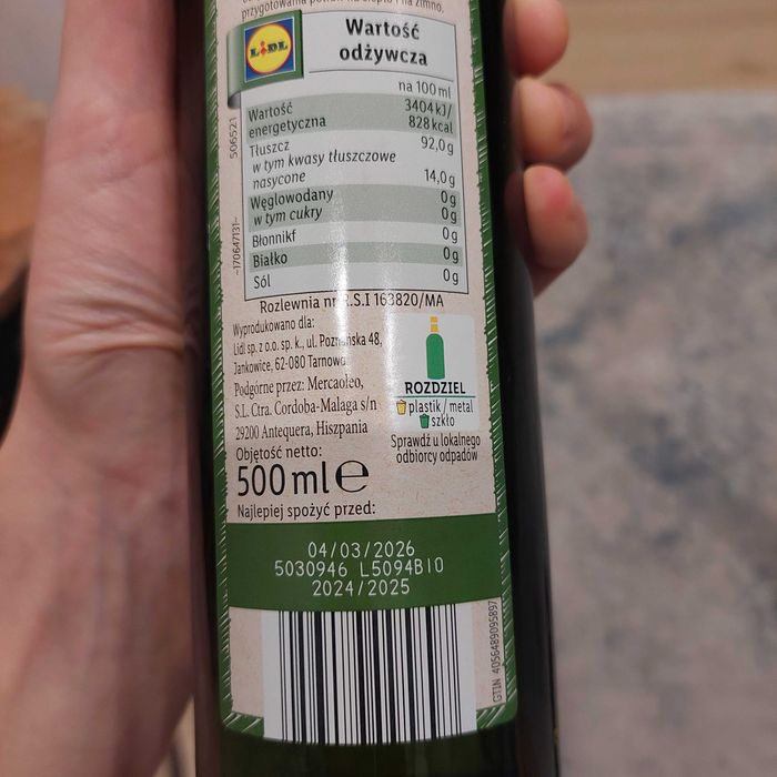 Bio oliwa z oliwek hiszpańska 500ml
