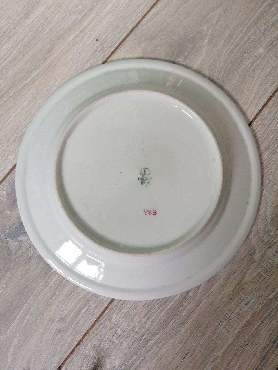 Talerz płaski LUBIANA, biały CRS,, Vintage, PRL