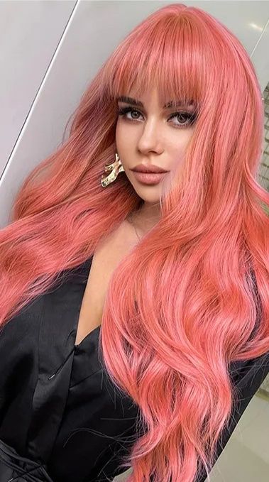 Шикарный розовый парик из термостойкого волокна
