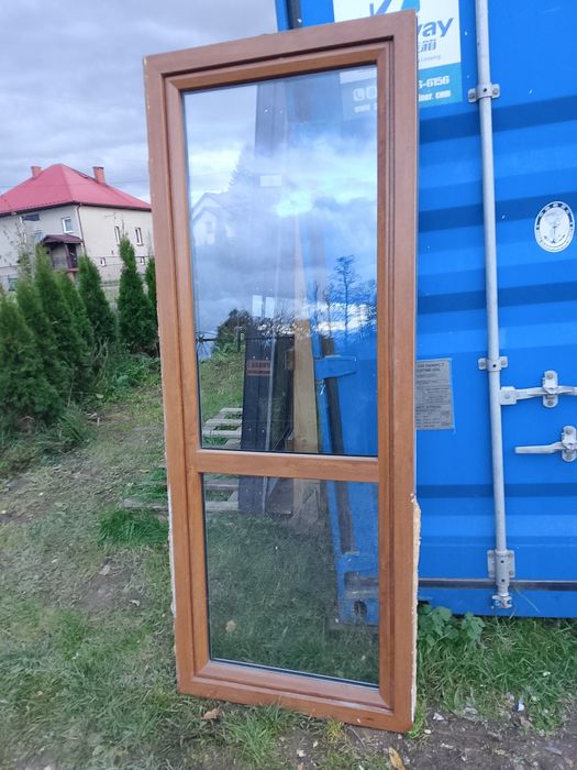 Okno 87x229 2szt złoty dąb balkonowe plastikowe rozwierne