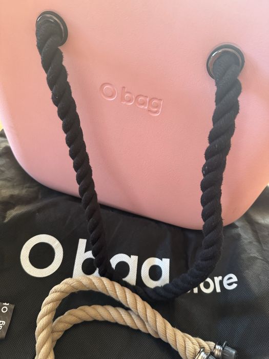 Duza torebka O bag, pudrowy roz, 2 rodzaje uchwytow, wklad bezowy