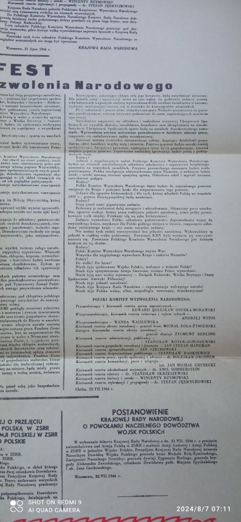 Manifest dokument z lat 50/60.