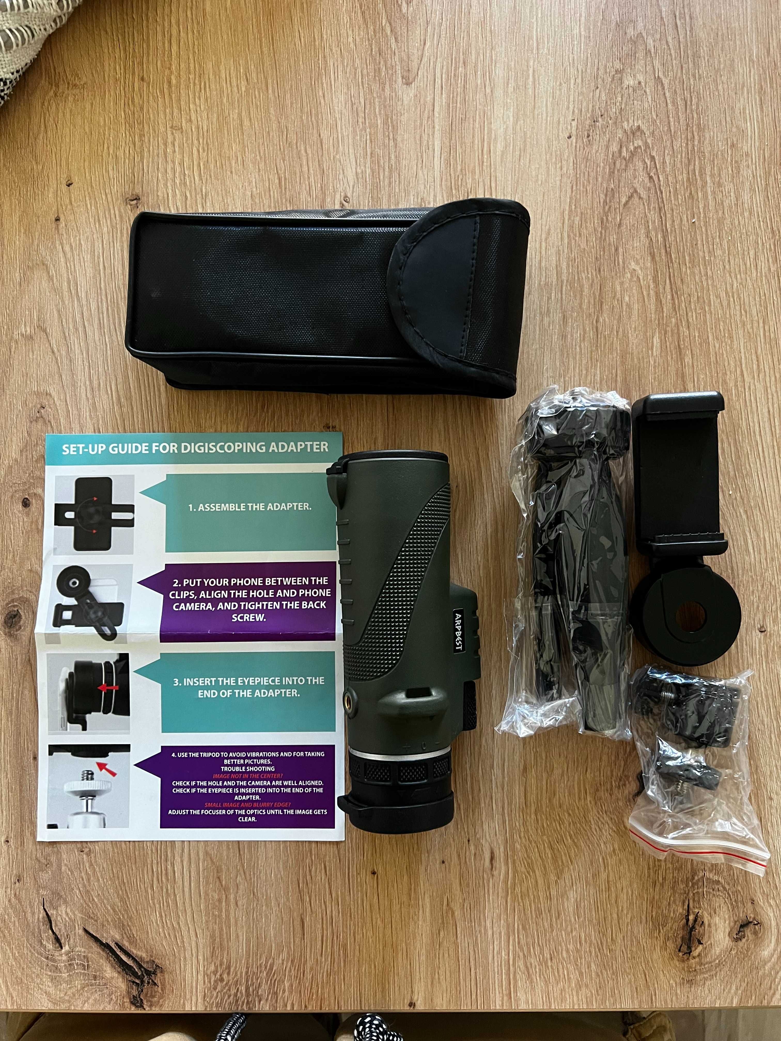 ARPBEST 12X50 Monocular - Teleskop z uchwytem na smartfona i statywem