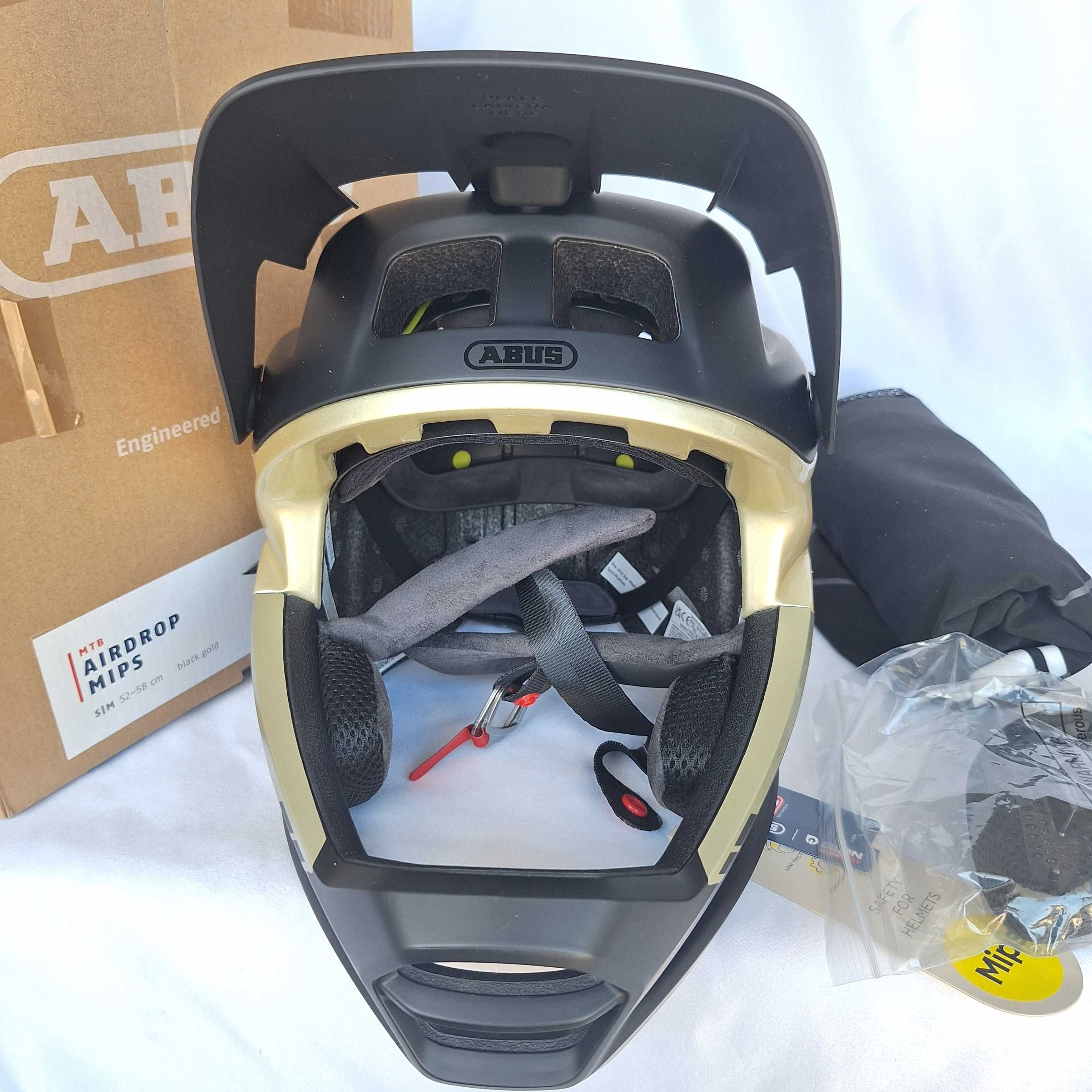 Kask rowerowy fullface Abus AirDrop Mips Black Gold S/M 52-58cm