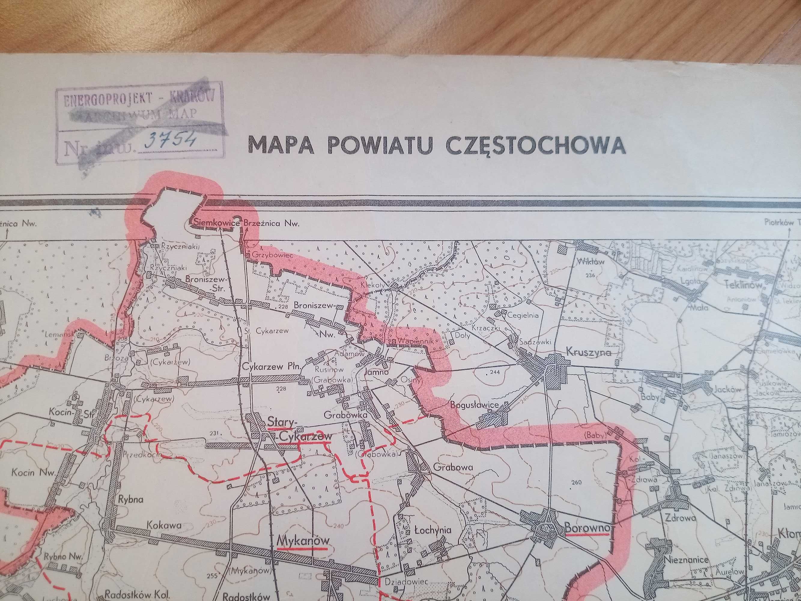 Mapa powiat Częstochowa