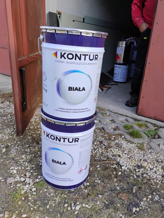 Farba drogowa KONTUR 33kg do metalu, drewna. Biała