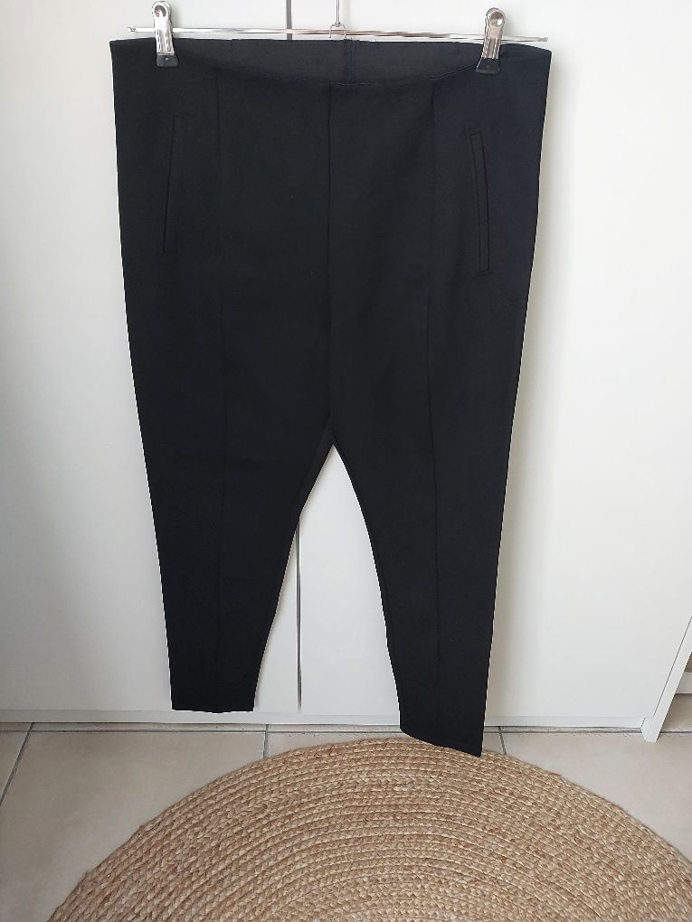 Grube legginsy H&M Czarne spodnie z wysokim stanem Dzersejowe Nowe