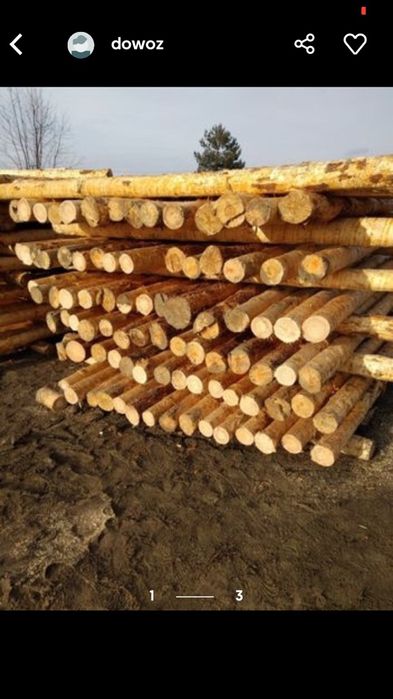 Słupy ogrodzeniowe 3 m korowane