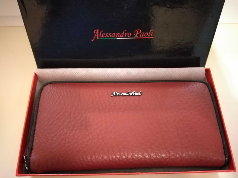 Кошелёк кожаный гранатовый