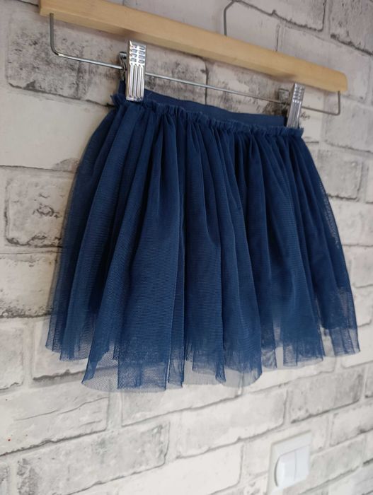 granatowa tiulowa spódniczka galowa spódnica tutu 86-92 z tiulu miękka