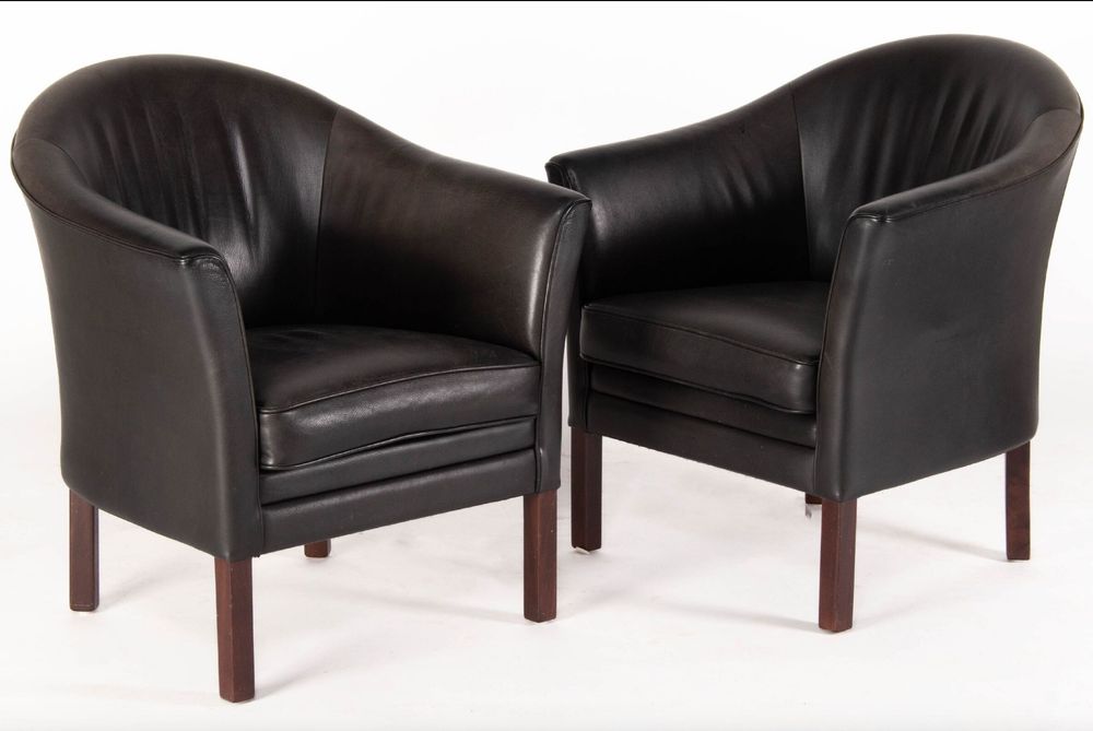 Fotele skórzane Mogens Hansen & Lars Kalmar -  Dania 1980s dwie sztuki