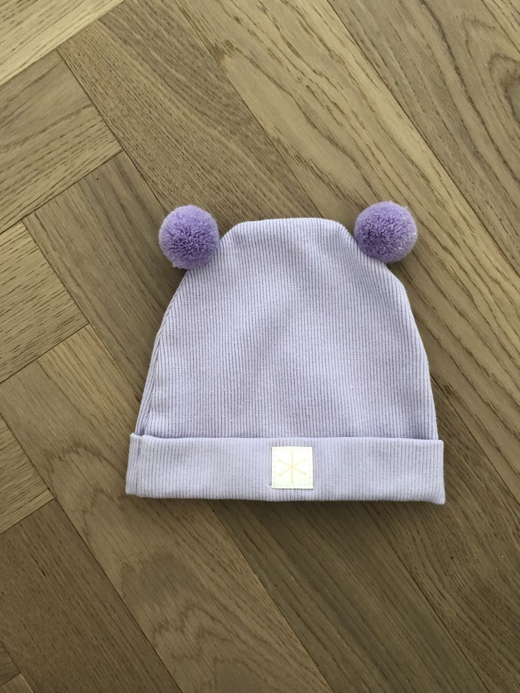 Czapka beanie kolor liliowy 0-3 miesiące Pinokio 68, Nowa