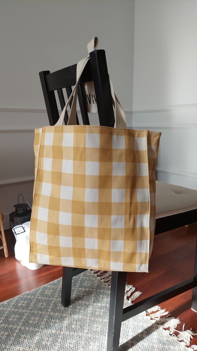 Damska tekstylna torba shopper na lato Zara