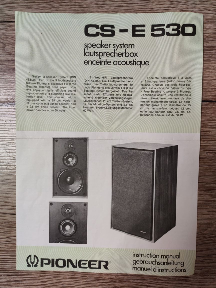 Vintage głośniki kolumny retro Pioneer CS-E530 petardy lux