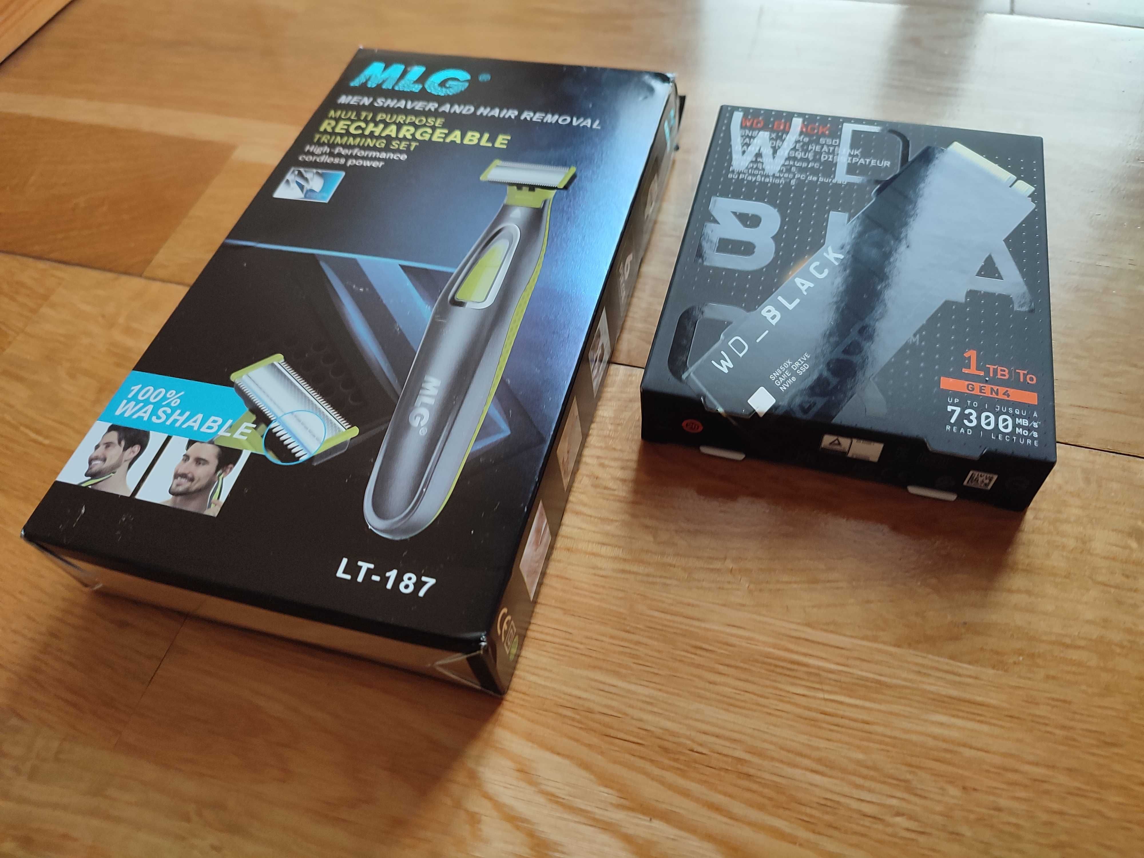 Golarka bezprzewodowa MLG (Li-Po) + dysk SSD WD BLACK SN850X 1TB. Nowe