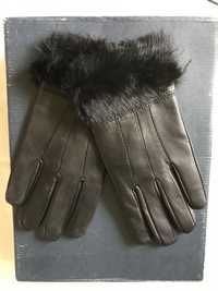 Rękawiczki czarne skórzane damskie nowe
