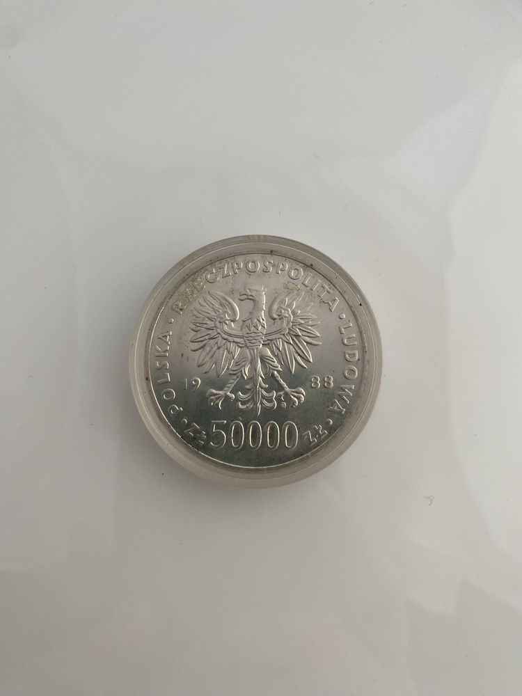 Srebrna moneta Józef Piłsudski 50000zł 1988