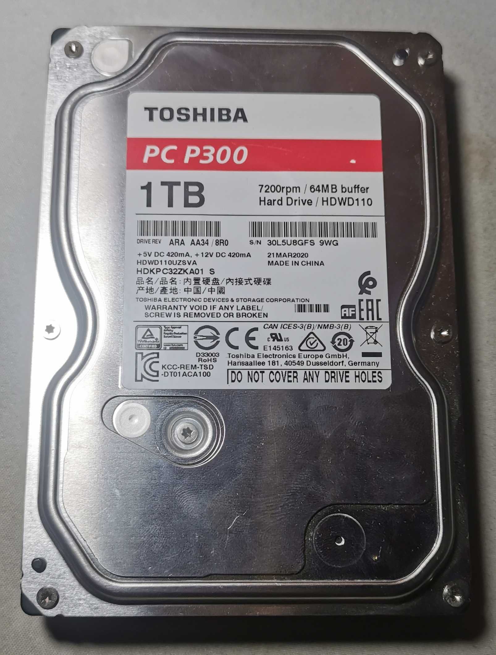 Жесткий диск Toshiba P300 1TB 7200rpm 64MB HDWD110UZSVA 3.5 SATA III