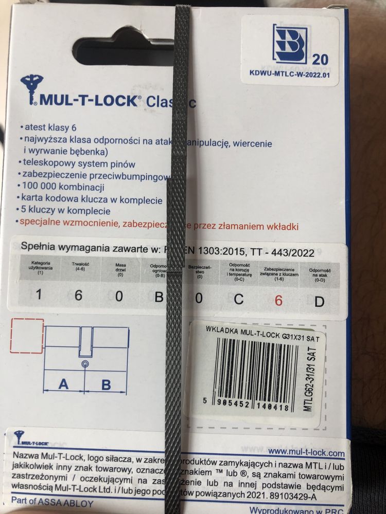 Wkładka zamek antywłamaniowy Mul T Lock