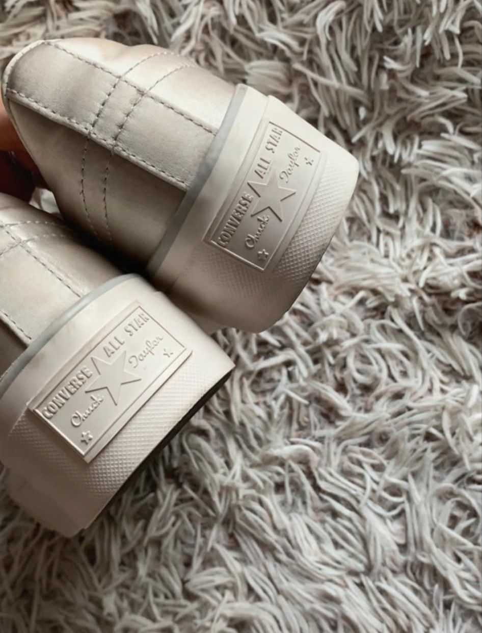 Converse tenisówki all star na platformie białe srebrne sneakersy