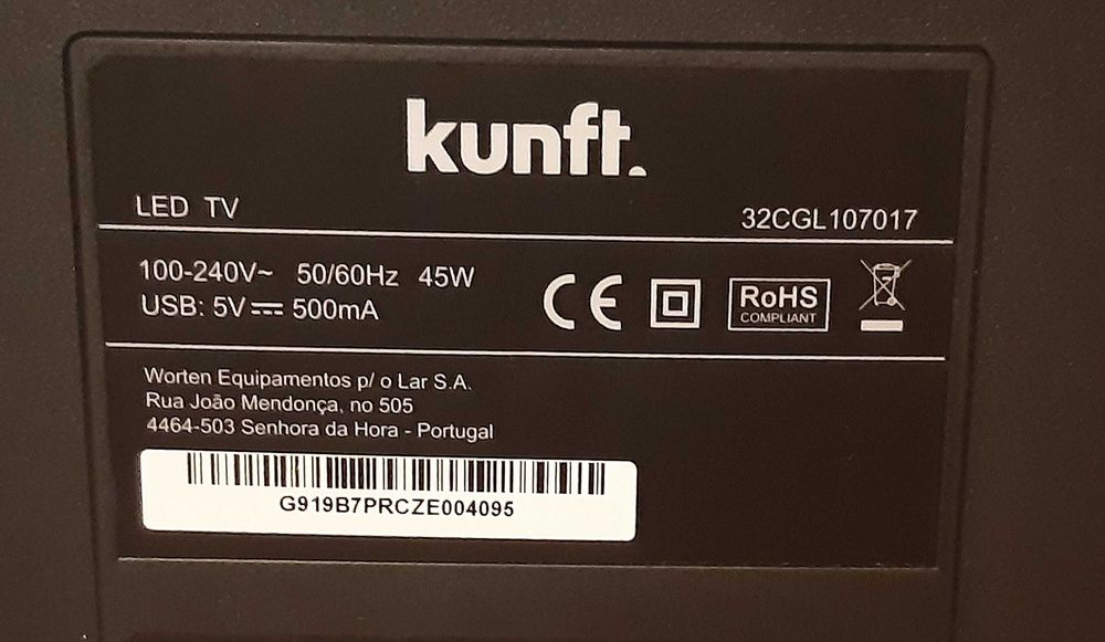 Televisão TV LED Kunft 32CGL107017 (avariada)