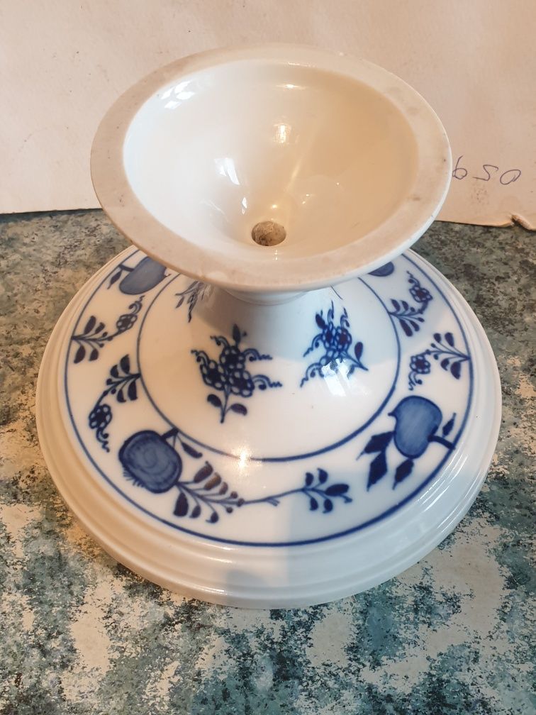 Antike Meissen Porzellan Kerzenhalter - Zwiebelmuster - 1860