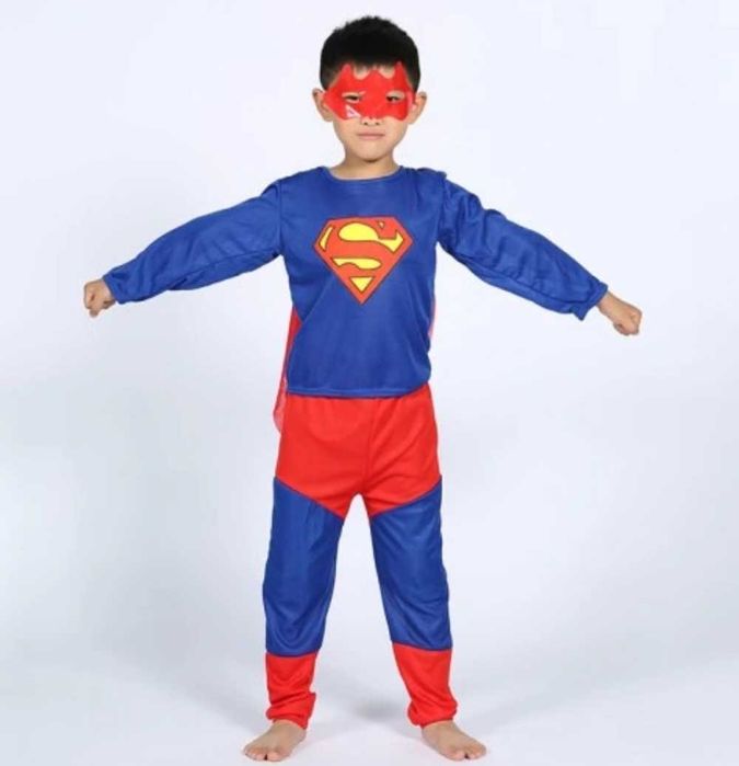 Strój Karnawałowy nowy Przebranie Superbohater zestaw z maską 120-130