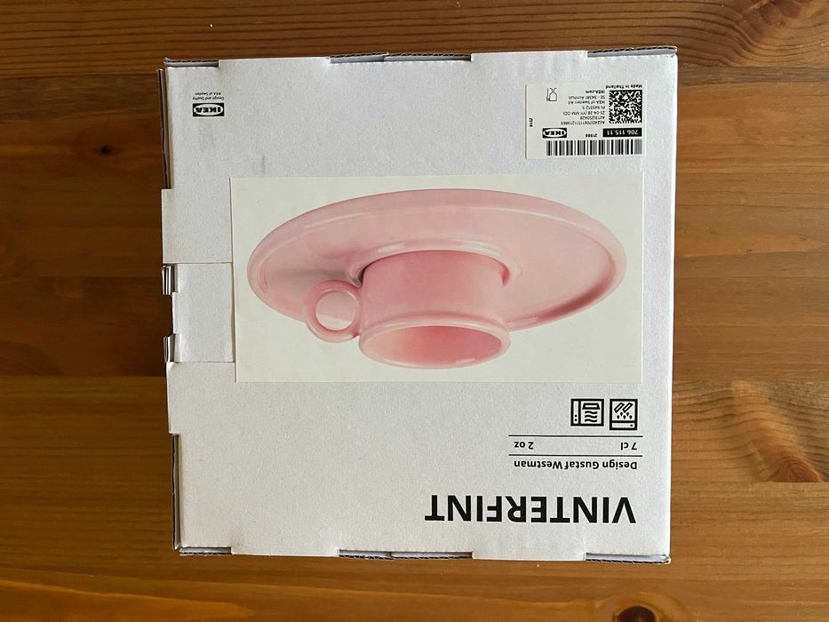 IKEA x Gustaf Westman VINTERFINT filiżanka ze spodkiem, różowa