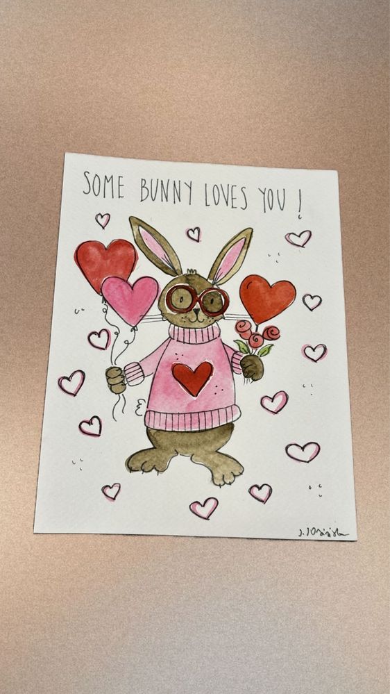 Kartka walentynkowa walentynki królik bunny pinterest love prezent