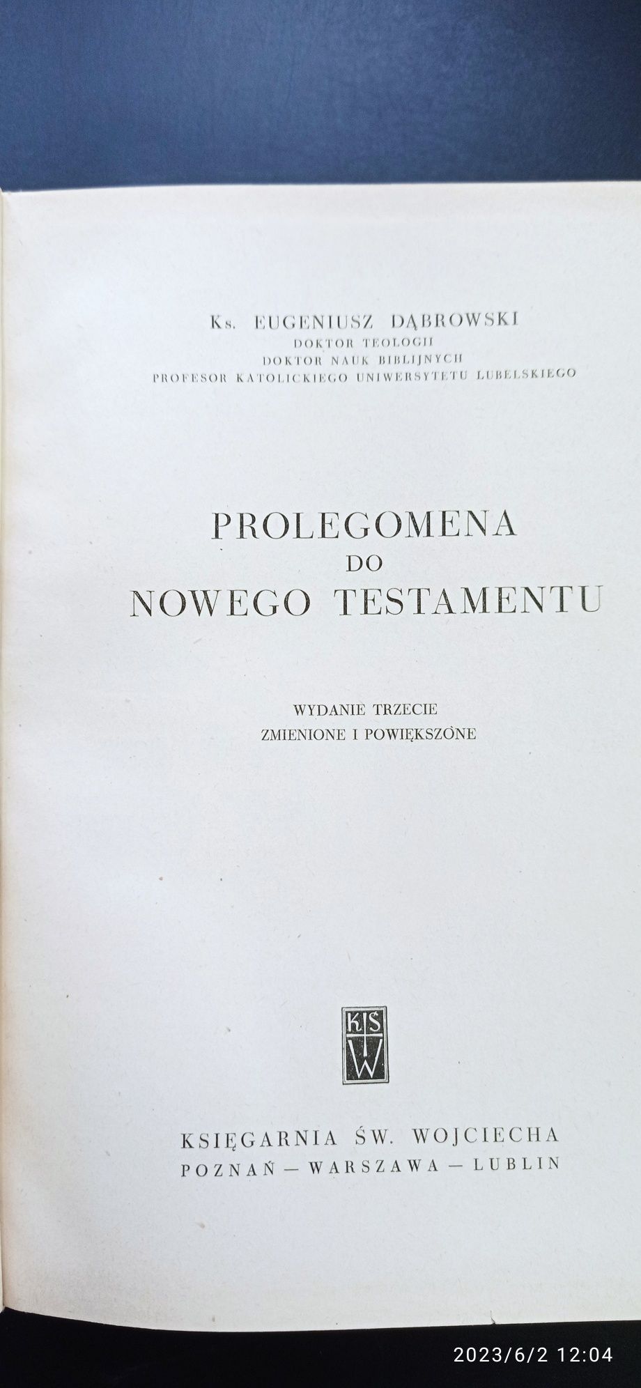 Prolegomena do Nowego Testamentu. Dąbrowski.